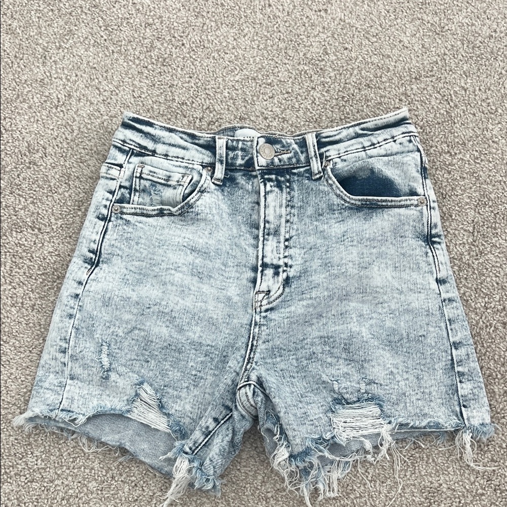 Risen Light Blue Distressed Denim Shorts